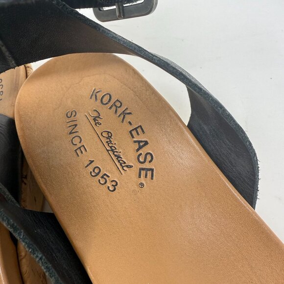 Kork-Ease Womens Black Leather Cork Sole Ankle Strap Sandals Size 39 US 8.5 - Picture 4 of 9